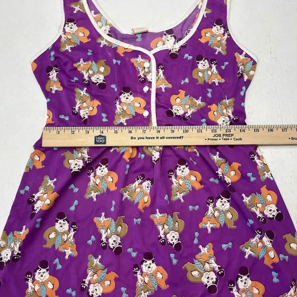 Vintage Rare Amy Sue Purple Laurel & Hardy All Over Print Dress Womens Size M - Picture 6 of 8